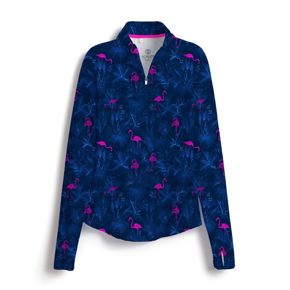 SCALES The Flamingo Womens Long Sleeve Quarter-Zip Navy, XSmall