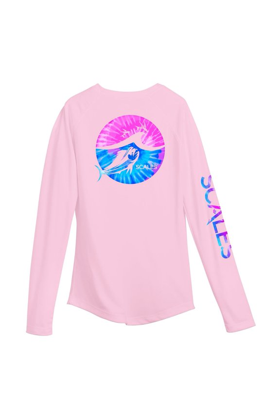 SCALES Tide Dye Flyer Womens Performance Shirt Light Pink, XLarge Long Sleeve Shirt