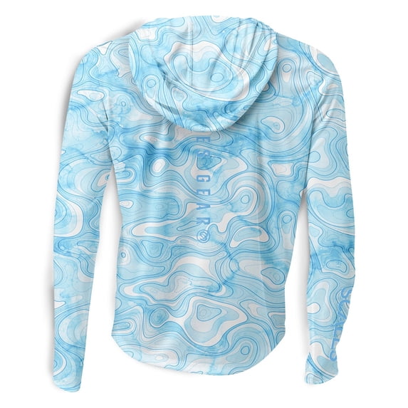 SCALES Topo Hooded Long Sleeve Performance Shirt Light Blue, Medium Hoodie
