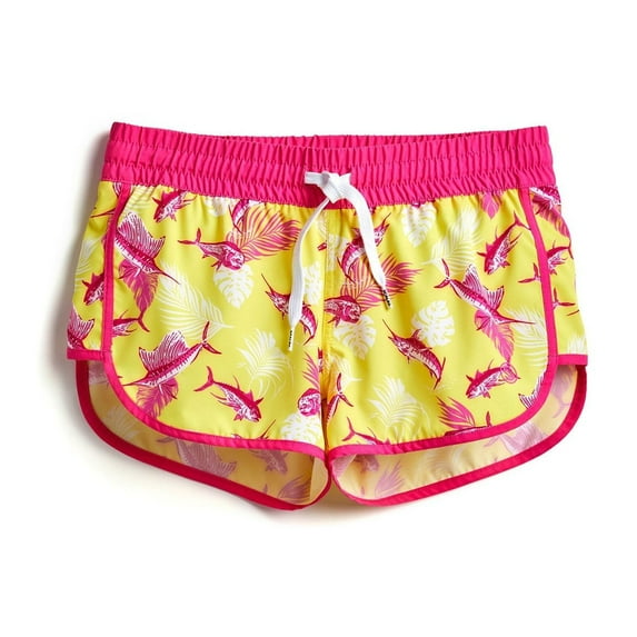 SCALES Tropical Slam Womens Boardshorts Yellow, Large