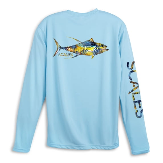 SCALES Tropical Tuna Youth PRO Long Sleeve Performance Light Blue, Large
