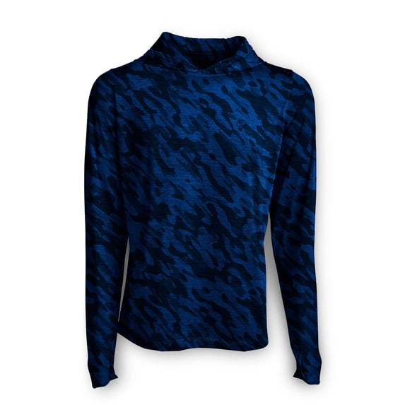 SCALES True Camo Active Performance Hooded Long Sleeve Navy Camo, Small Hoodie