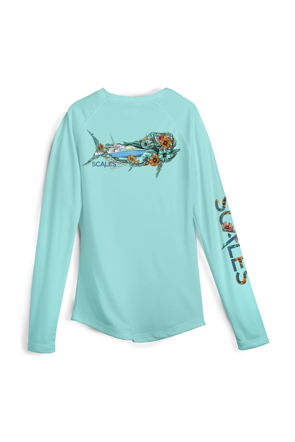 SCALES Women's Dorado Sleeve Performance Shirt Seafoam, XLarge Long Sleeve Shirt