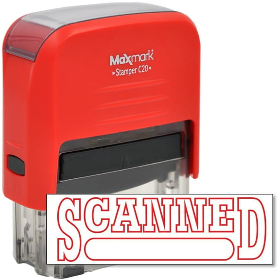SCANNED Self Inking Rubber Stamp with Red Ink