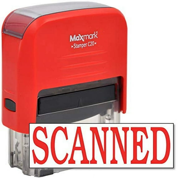 SCANNED Self Inking Rubber Stamp with Red Ink