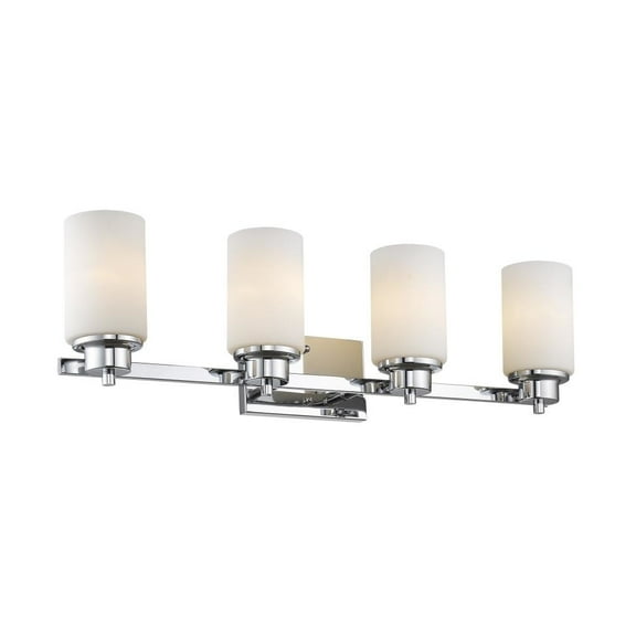 SCARLETT Contemporary 4 Light Chrome Finish Etched White Glass 29" Wide