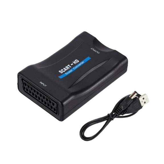 SCART to HDMI-compatible Converter 1080P 60Hz Adapter for Connecting Old Devices to Modern Displays with USB Power Cord