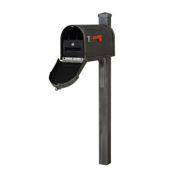 SCB1015-SPK720-SW-LB998 Berkshire Curbside Mailbox with Locking Insert & Wellington Mailbox Post
