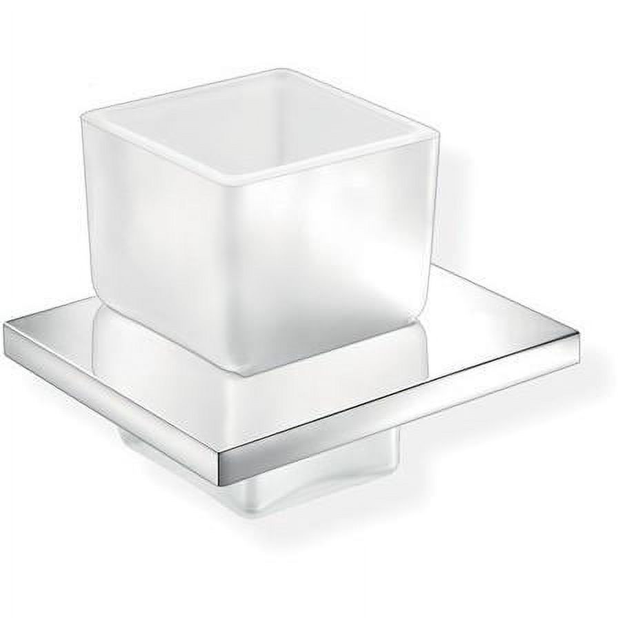 SCBA Minimal Wall Frosted Glass Toothbrush Toothpaste Holder Bath Tumbler, Brass