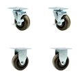 thumbnail image 1 of SCC 4” x 1.5" High Temp Phenolic Wheel Caster Set 4 - 2 Swivel w/Brakes/2 Rigid, 1 of 2