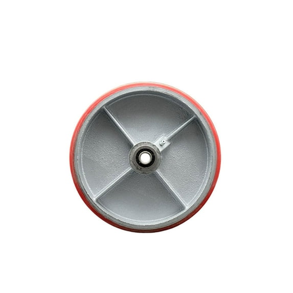 SCC-8" Red Poly on Cast Iron Wheel Only w/Ball Bearing-1/2" Bore-1400 lbs Cpty
