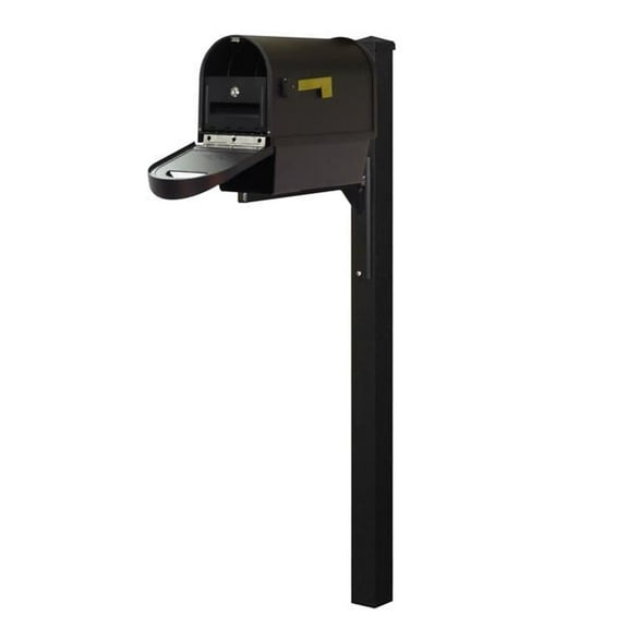 SCC2008-SPK720-BLK-LB998 Classic Curbside Mailbox with Newspaper Tube, Locking Insert & Wellington Mailbox Post