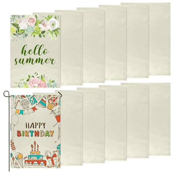 SCCFMM 30 Pack Sublimation Blank Garden Flags 12x18 Inches, DIY Heat Transfer Linen Single-Sided Yard Flags for Outdoor Garden Lawn Decor