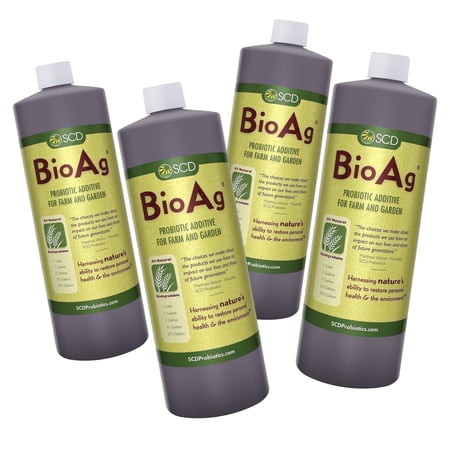 SCD Bio Ag, 4 Pack of 1 Liter, Microbial Inoculant, Natural Fertilizer and Probiotic Soil Amendment