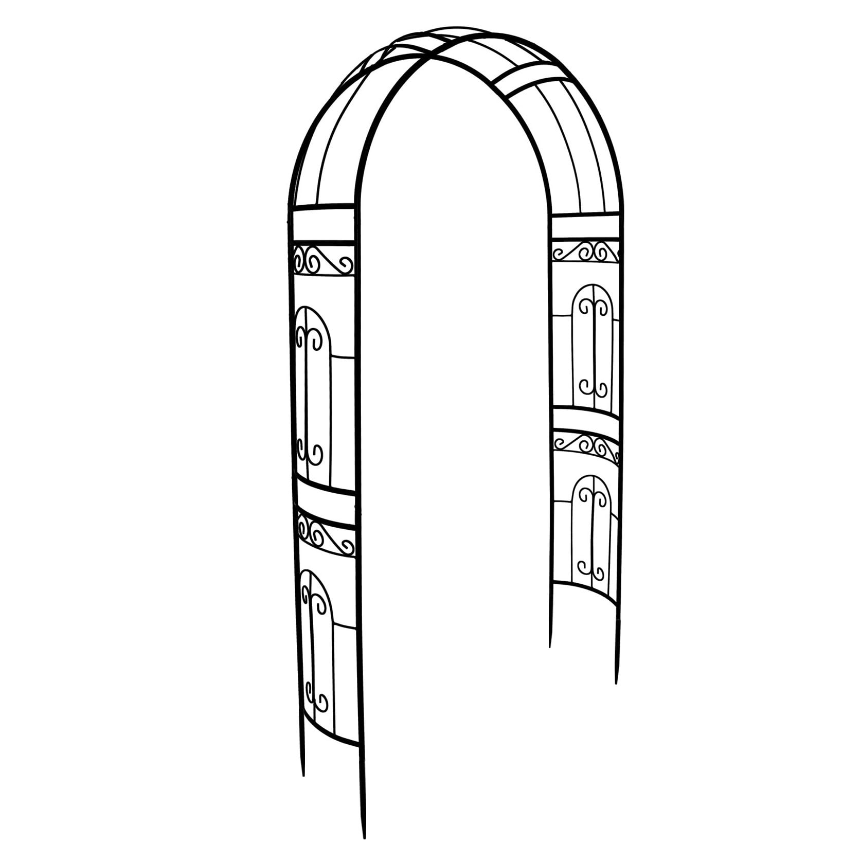SCENDOR Black Metal Garden Arch Arbor Archway, Stereoscopic Graceful Curve Design perfect for Climbing Plants Outdoor and Wedding Ceremony, 18.1 lb