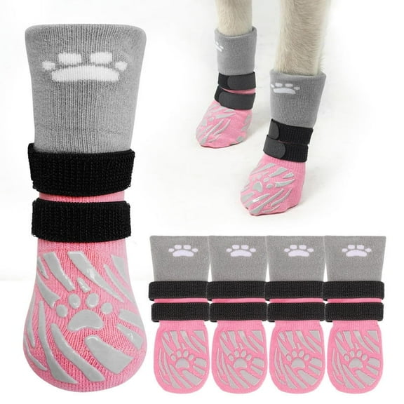 SCENEREAL Dog Socks to Prevent Licking Paws for Hot/Cold Pavement, Dog Boots & Paw Protectors for Small Medium Large Dogs, Senior Dog Grippy Socks Booties for Hardwood Floors Winter Outdoor, Pink S
