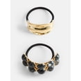 thumbnail image 1 of Scenario Women's Cabochon Hair Ties, 2-Piece, Black, 1 of 4
