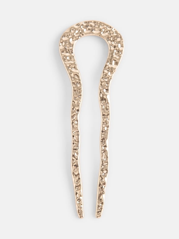 Women's Hammered Metal French Hair Pin, Gold-Tone