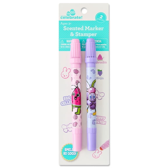 Scented Markers and Stampers Set, Pink and Purple, 2 Pieces, Easter by Way To Celebrate