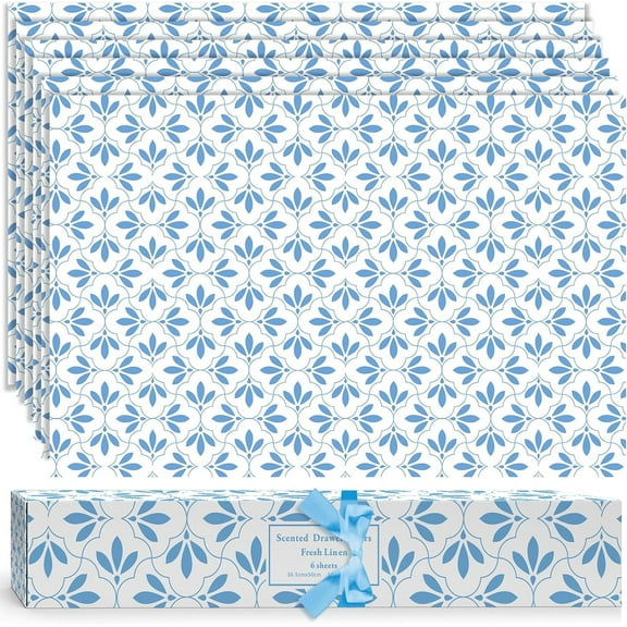SCENTORINI 6 Sheets Drawer Liners for Dresser, Linen Scented Drawer Paper Liner for Home Shelf Closet 14.3 x19.5 in