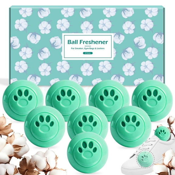 SCENTORINI 8 Pack Shoe Freshener Balls, Fresh Cotton Scent Odor Elimination Balls for Sneakers, Gym Bag, Cars