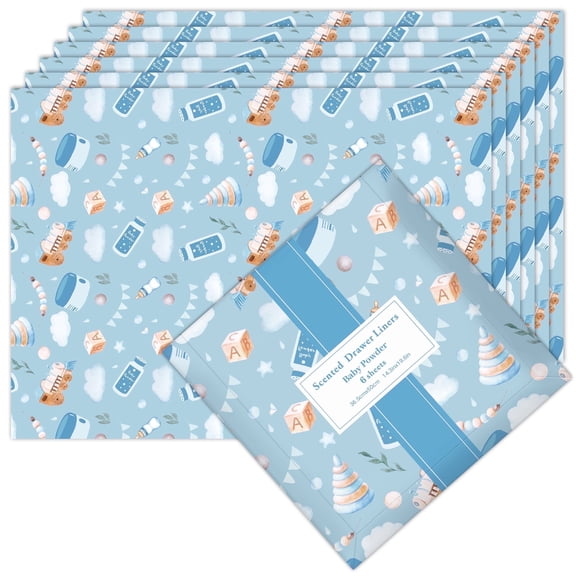 SCENTORINI Baby Powder for Scented Drawer Liners, 6 Sheets Drawer Paper for Dresser,Home Shelf Closet