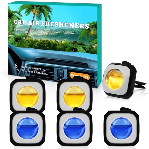 SCENTORINI Car Air Freshener Vent Clips, Long Lasting Hawaiin & Forest Breath Scent for Odor Eliminator, 6 Pack Up to 180 Days