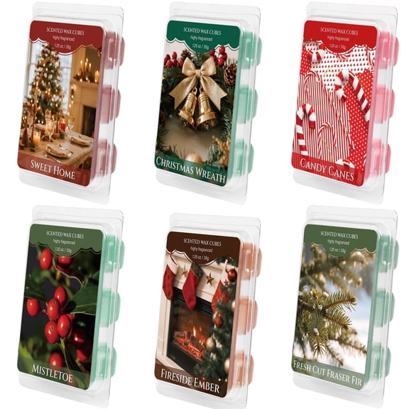 SCENTORINI Wax Melts Gift Set, Christmas Scented Wax Cubes, Essential Fragrance Oil Soy Candle Tarts for Warmer(6 Pack)