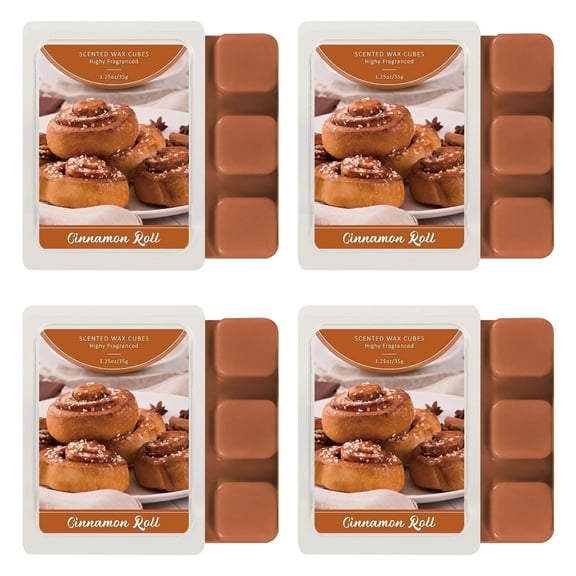 SCENTORINI Cinnamon Roll Scented Wax Melts, Soy Wax Cubes for Wax Warmer 1.25 oz(4-Pack)