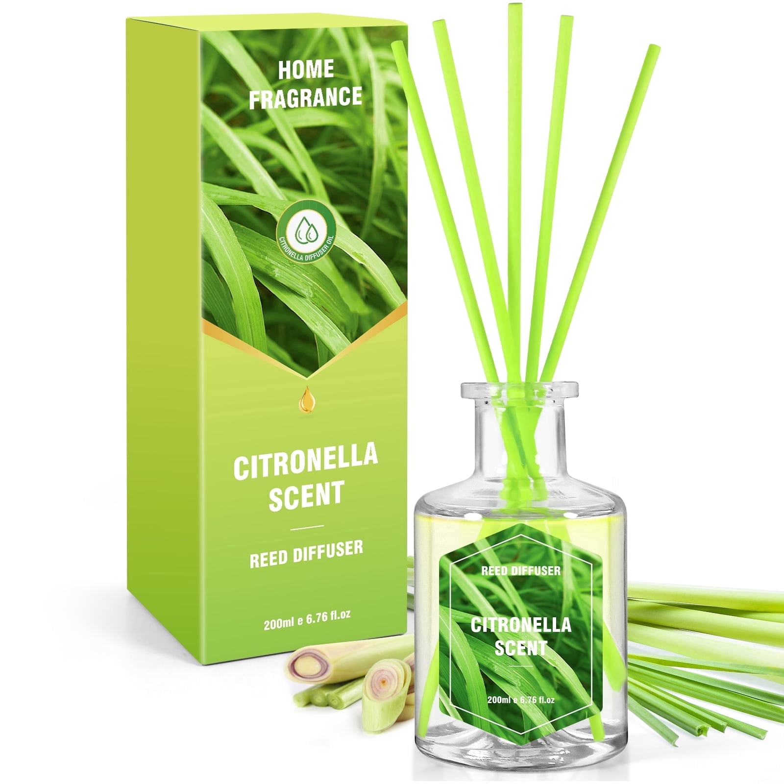 SCENTORINI Citronella Reed Diffuser, 6.7 fl oz/200 ml, Citronella Oil ...