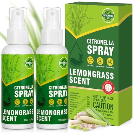 SCENTORINI Citronella Spray, 2 Pack Air Freshener Mist, Lemongrass Essential Oil Spray for Outdoor