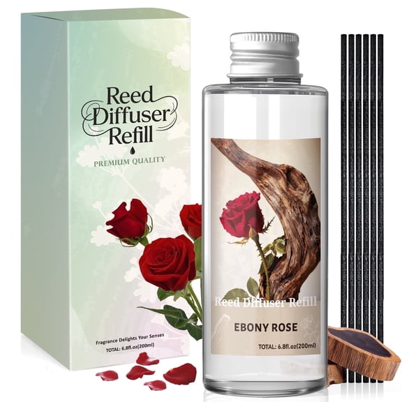 SCENTORINI Reed Diffuser Oil Refill 6.8 fl oz, Ebony Rose Scented Essential Oil Refill Long Lasting Fragrance for Aromatherapy Spa Bathroom Home Decor