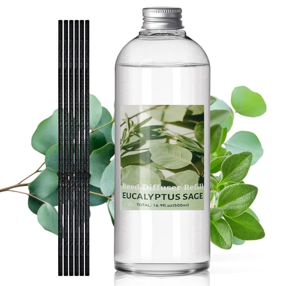 SCENTORINI Eucalyptus Sage Reed Diffuser Refill 16.9fl.oz/500ml, Natural Essential Scented Oil for Home Fragrance