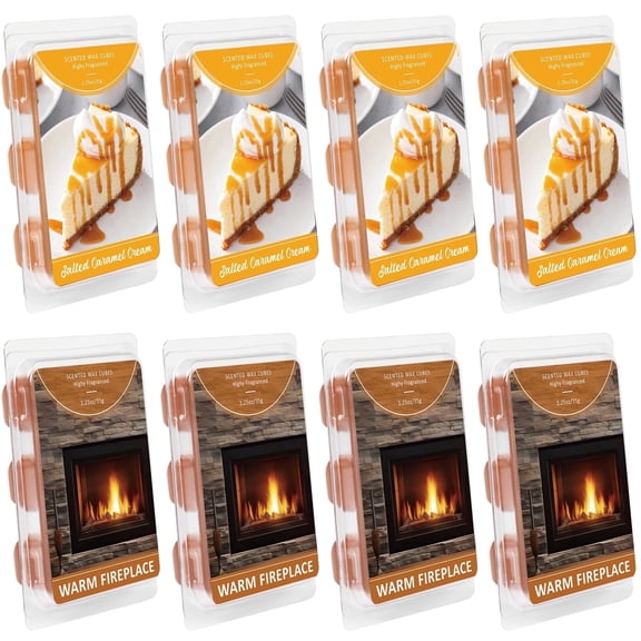 SCENTORINI Fall Wax Melts, Warm Fireplace & Salted Caramel Cream Scented Wax Tarts for Warmers(8 x 1.25oz)