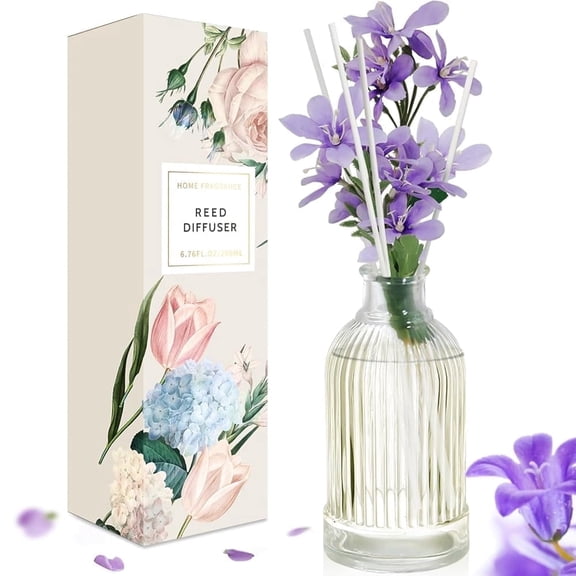 SCENTORINI Flower Reed Diffuser Set, Hyacinth Scent Diffuser with Sticks Home Fragrance Reed Diffuser for Bathroom Shelf Decor