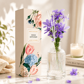 SCENTORINI Flower Reed Diffuser Set, Hyacinth Scent Diffuser with Sticks Home Fragrance Reed Diffuser for Bathroom Shelf Decor
