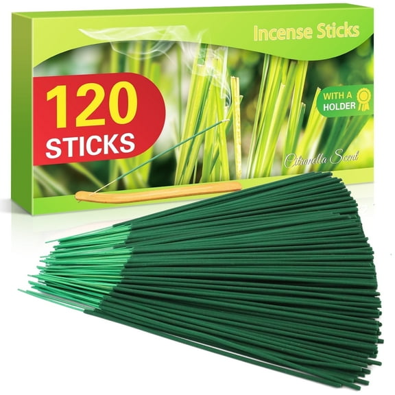SCENTORINI Citronella Incense Sticks, Natural Lemongrass Handmade Sticks for Camping or Indoor Daily Use, 120 PCS