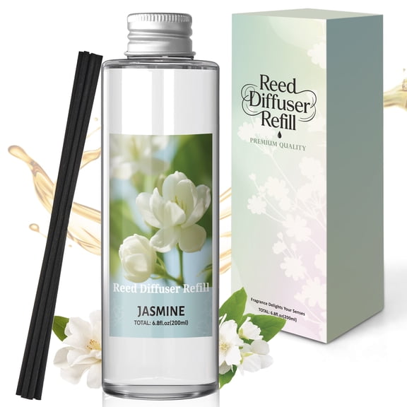 SCENTORINI Reed Diffuser Refill, 200ml/6.8 fl oz, Jasmine Scented Essential Oil for Home