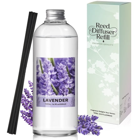 SCENTORINI Lavender Reed Diffuser Refill with Sticks, 500ml Refill Home Fragrance, Room Freshener Aromatherapy Essential Oil
