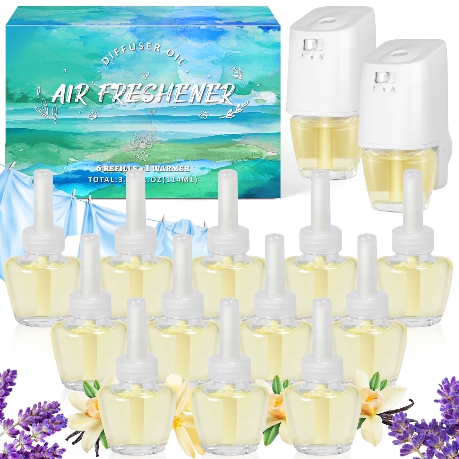SCENTORINI Plug In Air Fresheners, 2 Warmer + 12 Refills Kit Air Fresheners, Long Lasting Air Fragrance for Home and Bathroom