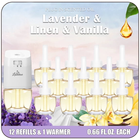 SCENTORINI Plug In Air Fresheners, Warmer + 12 Refills Kit Air Fresheners, Long Lasting Air Fragrance for Home and Bathroom