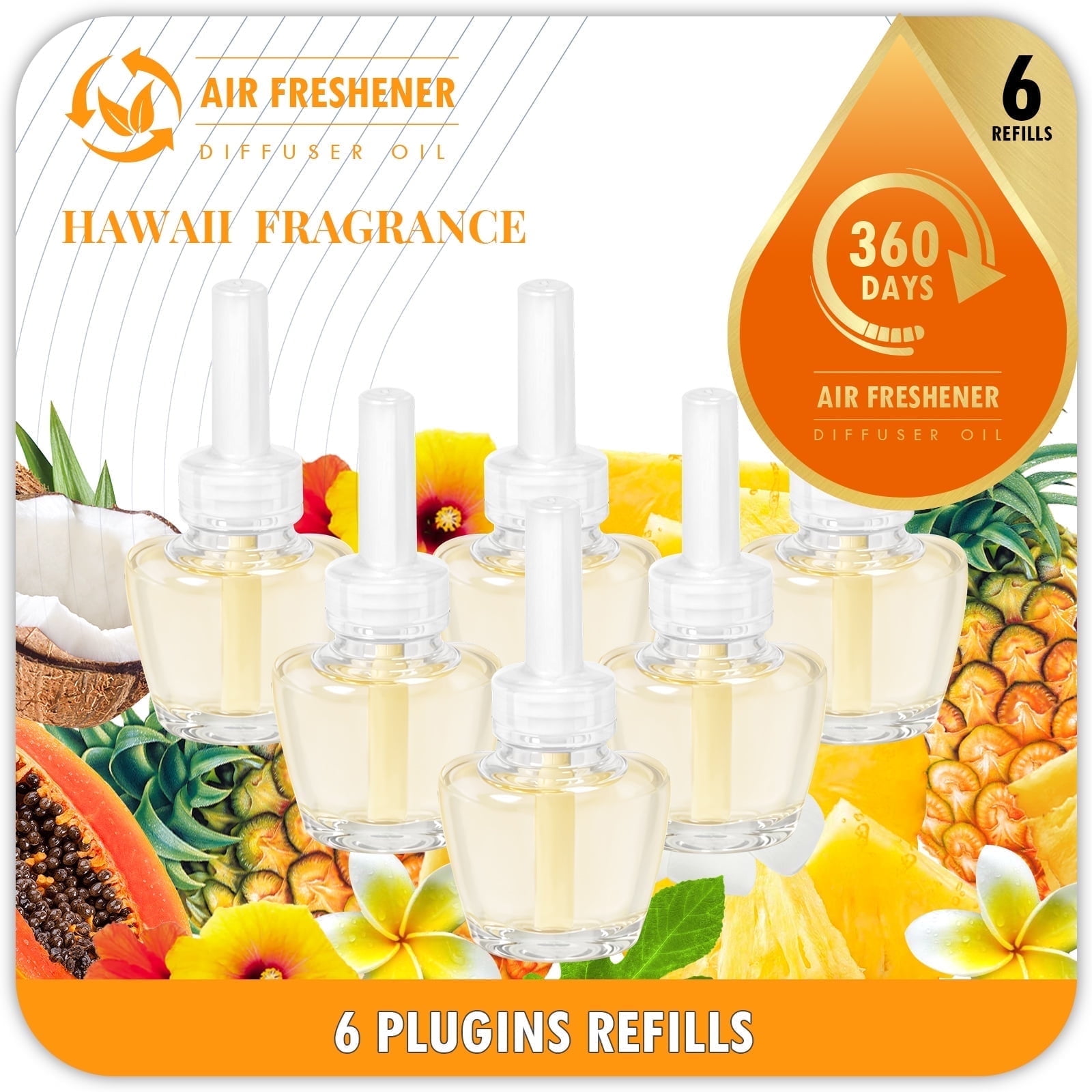 SCENTORINI Plug in Scented Oil Refill, 6ct Hawaii Air Freshener, Essential Oils