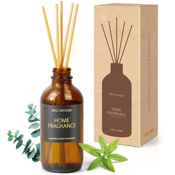 SCENTORINI Reed Diffuser, Eucalyptus&Verbena Scented Diffuser with Sticks, Home Fragrance Oil Diffuser for Bathroom Shelf Decor, 3.5fl oz
