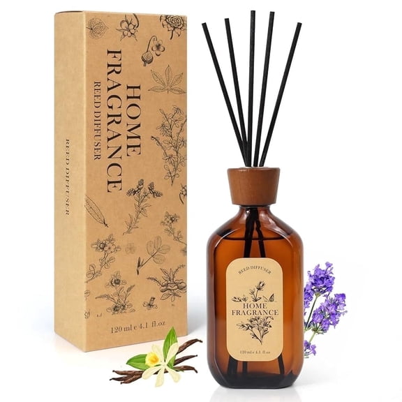 SCENTORINI Reed Diffuser, Lavender & Vanilla Scented Oil Diffuser, 4.1 fl oz (120 ml) Home Fragrance Diffuser with Reed Sticks, Air Fresheners for Home, Bathroom Shelf Decor