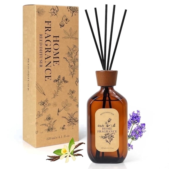 SCENTORINI Reed Diffuser, Lavender & Vanilla Scented Oil Diffuser, 4.1 fl oz (120 ml) Home Fragrance Diffuser with Reed Sticks, Air Fresheners for Home, Bathroom Shelf Decor