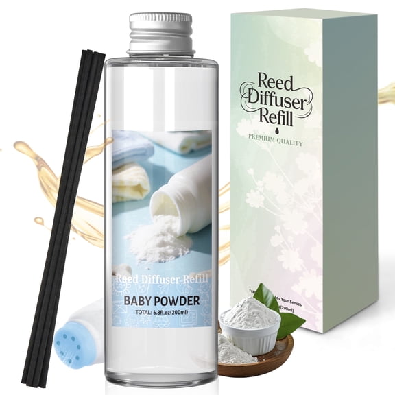 SCENTORINI Reed Diffuser Refill, 200ml/6.8 fl oz, Baby Powder Scented Essential Oil for Home Summer Fragrance