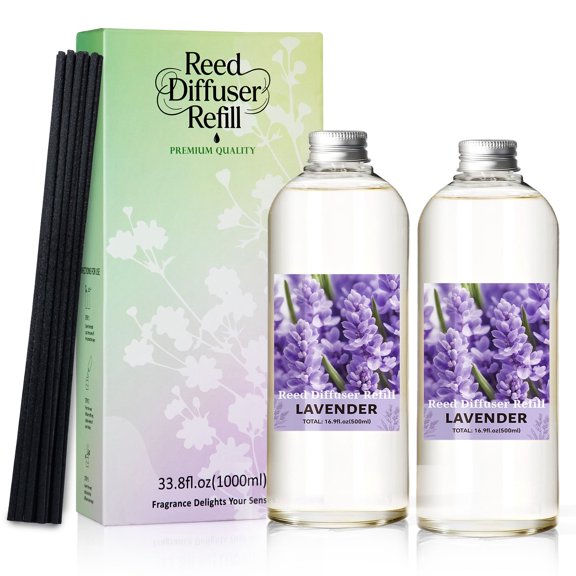 SCENTORINI Reed Diffuser Refill, Lavender Oil Diffuser, 33.8fl oz/1000ml Scented Essential Oil Refills for Bathroom Home Decor