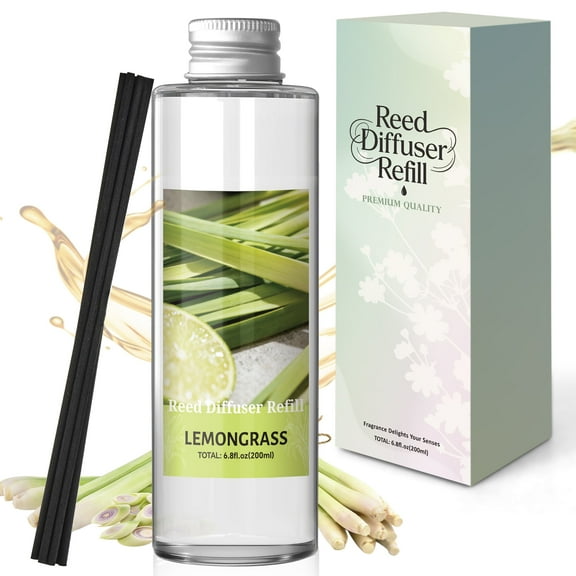 SCENTORINI Lemongrass Reed Diffuser Refill, 6.8 fl oz Refill Home Fragrance, Room Freshener Aromatherapy Essential Oil