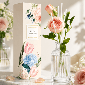 SCENTORINI Rose Flower Reed Diffuser, 6.76 fl oz Essential Oils Air Fresheners for Home & Bathroom Décor