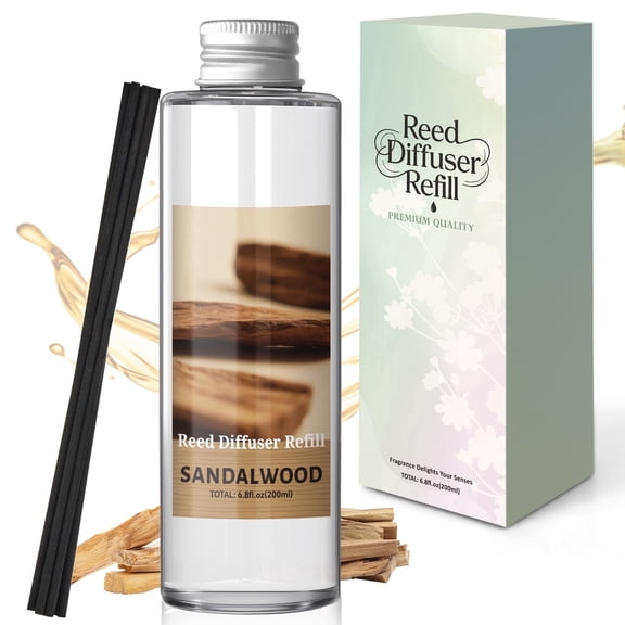 SCENTORINI Sandalwood Scented Oil Reed Diffuser Refill, 6.8fl.oz/200ml Room Freshener
